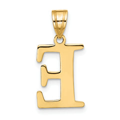 10K Polished Etched Letter E Initial Pendant