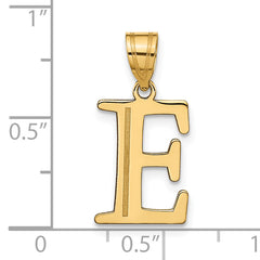 10K Polished Etched Letter E Initial Pendant