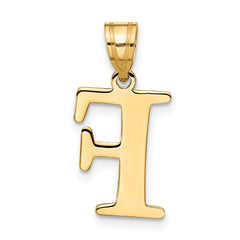 10K Polished Etched Letter F Initial Pendant