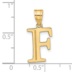 10K Polished Etched Letter F Initial Pendant
