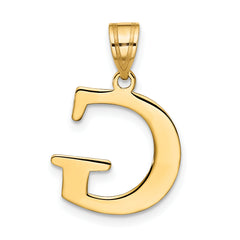 10K Polished Etched Letter G Initial Pendant