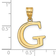 10K Polished Etched Letter G Initial Pendant