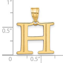 10K Polished Etched Letter H Initial Pendant