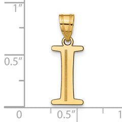 10K Polished Etched Letter I Initial Pendant