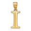 10K Polished Etched Letter I Initial Pendant
