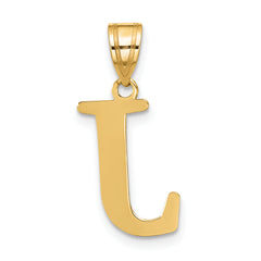 10K Polished Etched Letter J Initial Pendant