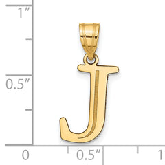 10K Polished Etched Letter J Initial Pendant