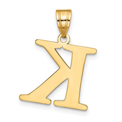 10K Polished Etched Letter K Initial Pendant