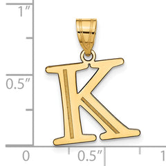 10K Polished Etched Letter K Initial Pendant