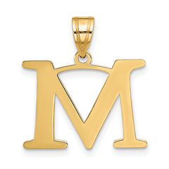 10K Polished Etched Letter M Initial Pendant