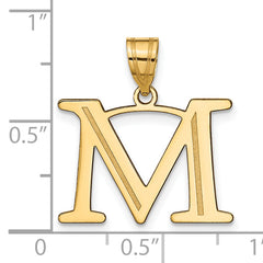 10K Polished Etched Letter M Initial Pendant