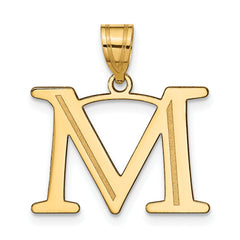 10K Polished Etched Letter M Initial Pendant