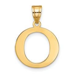 10K Polished Etched Letter O Initial Pendant