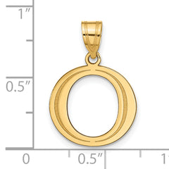 10K Polished Etched Letter O Initial Pendant