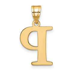 10K Polished Etched Letter P Initial Pendant
