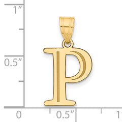10K Polished Etched Letter P Initial Pendant
