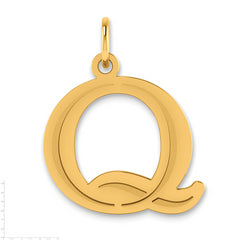 10K Polished Etched Letter Q Initial Pendant