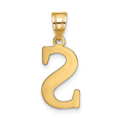 10K Polished Etched Letter S Initial Pendant