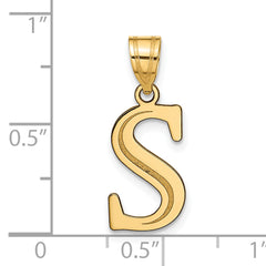10K Polished Etched Letter S Initial Pendant