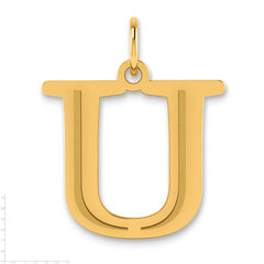 10K Polished Etched Letter U Initial Pendant