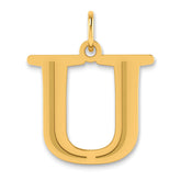 10K Polished Etched Letter U Initial Pendant