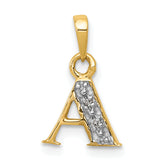 10K and Rhodium Diamond Initial A Pendant