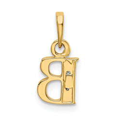 10K and Rhodium Diamond Initial B Pendant