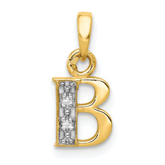 10K and Rhodium Diamond Initial B Pendant