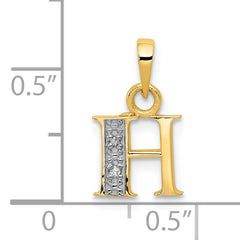 10K and Rhodium Diamond Initial H Charm