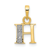 10K and Rhodium Diamond Initial H Charm