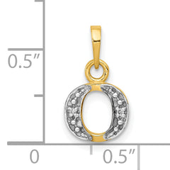 10K and Rhodium Diamond Initial O Charm