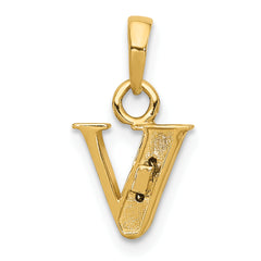10K and Rhodium Diamond Initial V Charm