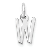 10k White Gold Small Slanted Block Initial W Char