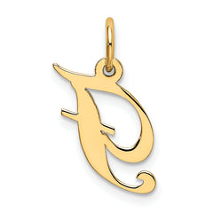 10K Small Fancy Script Initial F Charm
