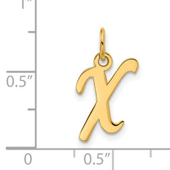 10K Small Fancy Script Initial X Charm