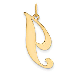 10k Large Fancy Script Letter I Initial Charm