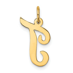 10K Medium Script Letter T Initial Charm