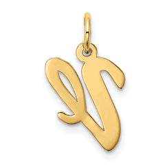 10K Medium Script Letter V Initial Charm