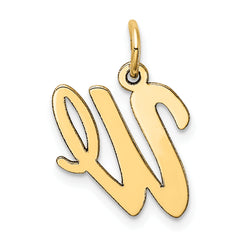 10K Medium Script Letter W Initial Charm