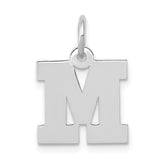 10k White Gold Small Block Initial M Charm