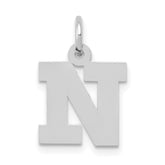 10k White Gold Small Block Initial N Charm