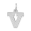 10k White Gold Small Block Initial V Charm