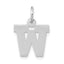10k White Gold Small Block Initial W Charm