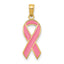 10k Pink Enameled Awareness Ribbon Pendant