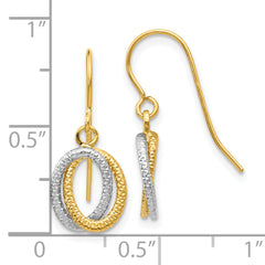 10k Two-tone Textured Fancy Dangle Earrings