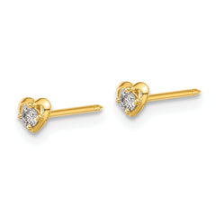 Inverness 14k Polished Heart With .03ct Diamond Post Piercing Earrings