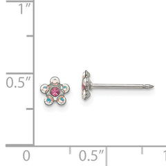 Inverness Stainless Steel Clear/Rose Crystal Post Earrings