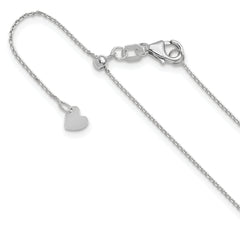 14K White Gold Adjustable 1mm D/C Cable Chain