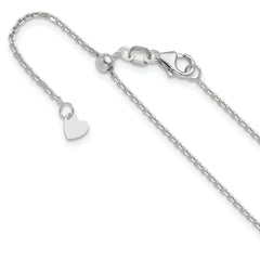 14K White Gold Adjustable 1.25mm D/C Cable Chain