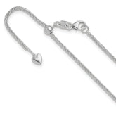 14K White Gold Adjustable 1.5mm Wheat Chain
